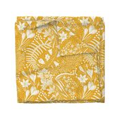 Forest Flowers reimagined paisley pattern mustard yellow large scale