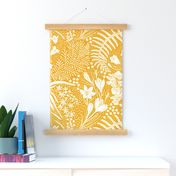 Forest Flowers reimagined paisley pattern mustard yellow large scale
