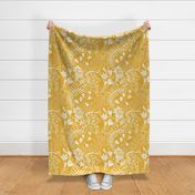 Forest Flowers reimagined paisley pattern mustard yellow large scale