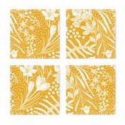 Forest Flowers reimagined paisley pattern mustard yellow large scale