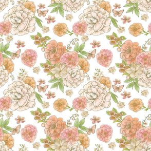 Vintage Harmony Floral on White