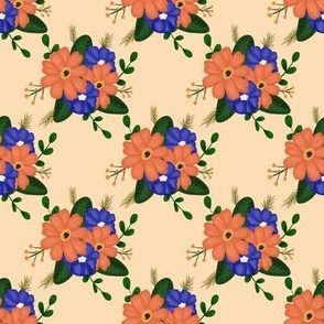 Orange Zinnia and Blue Daze // Garden Flowers // 8x8
