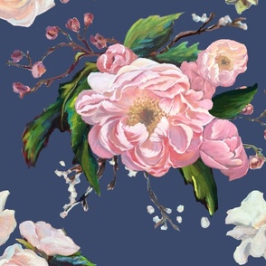 Peony dance on Blue