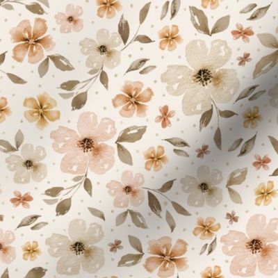 Country Florals - Neutral - watercolor flowers