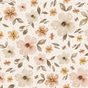 Country Florals - Neutral - watercolor flowers