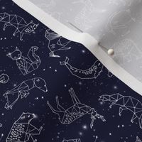SMALL constellations // origami geometric animal astronomy stars night sky navy blue kids nursery baby print