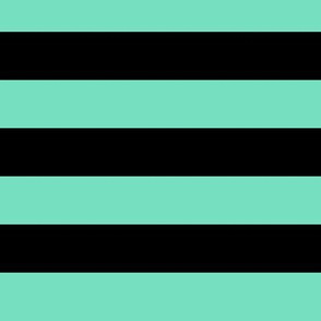 Large Aqua Mint Awning Stripe Pattern Horizontal in Black