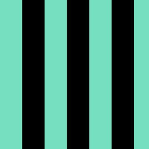 Large Aqua Mint Awning Stripe Pattern Vertical in Black
