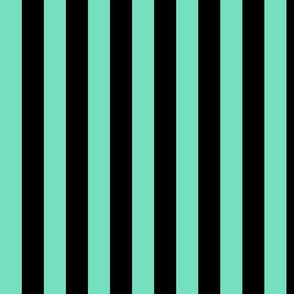 Aqua Mint Awning Stripe Pattern Vertical in Black