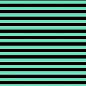 Aqua Mint Bengal Stripe Pattern Horizontal in Black