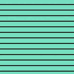 Aqua Mint Pin Stripe Pattern Horizontal in Black