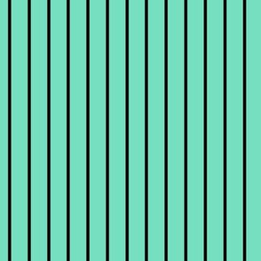 Aqua Mint Pin Stripe Pattern Vertical in Black