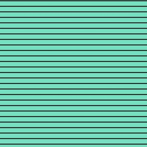 Small Aqua Mint Pin Stripe Pattern Horizontal in Black