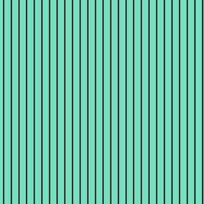 Small Aqua Mint Pin Stripe Pattern Vertical in Black