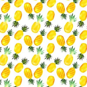 Watercolor pineapples - smaller scale - tropical summer pineapple print