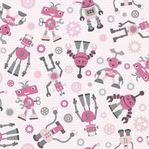 Retro Robots Toss in Pink 