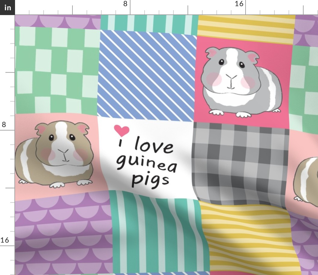 6 inch i love guinea pigs wholecloth 