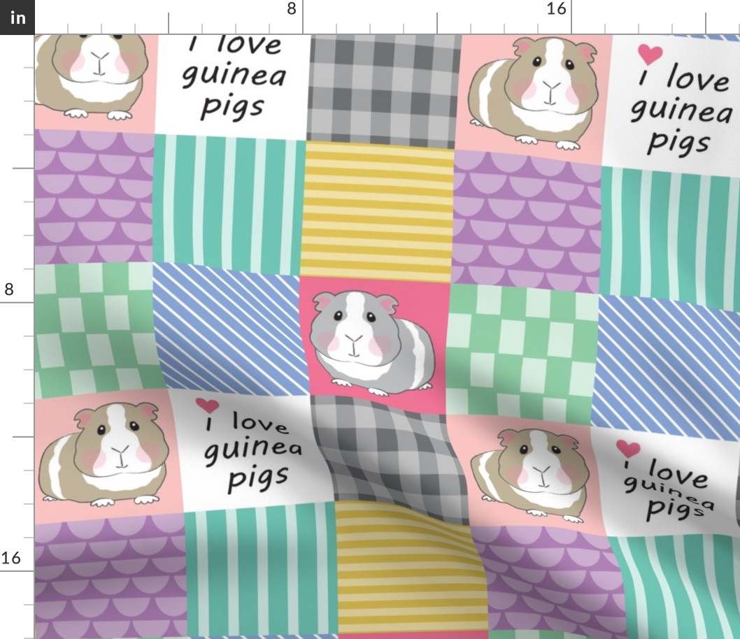 4 inch i love guinea pigs wholecloth