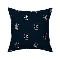 White minimal grass leaves on dark blue simple strict beautiful