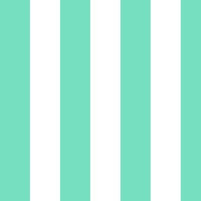 Large Aqua Mint Awning Stripe Pattern Vertical in White