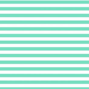 Aqua Mint Bengal Stripe Pattern Horizontal in White