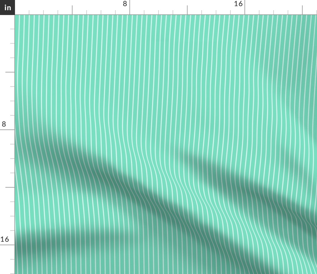 Small Aqua Mint Pin Stripe Pattern Vertical in White