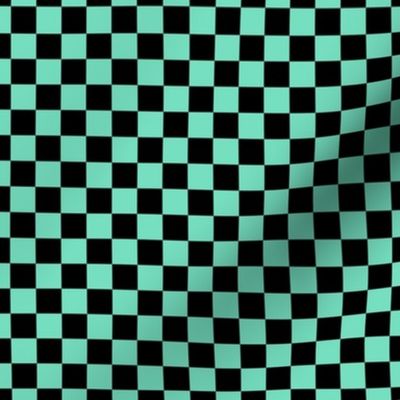 Checker Pattern - Aqua Mint and Black