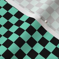 Checker Pattern - Aqua Mint and Black
