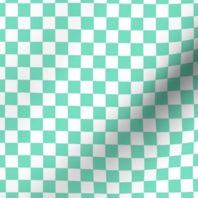 Checker Pattern - Aqua Mint and White