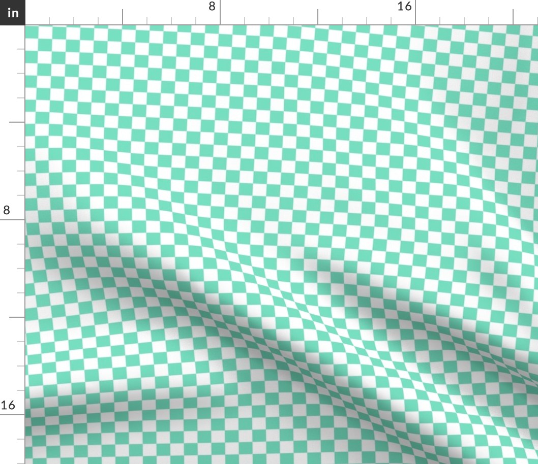 Checker Pattern - Aqua Mint and White