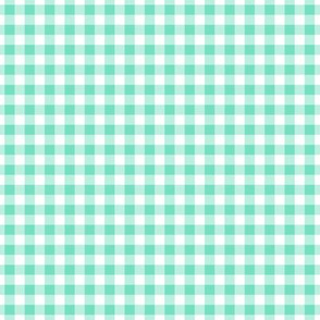 Small Gingham Pattern - Aqua Mint and White
