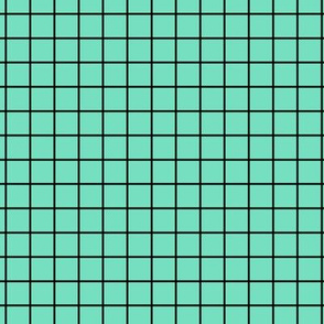 Grid Pattern - Aqua Mint and Black