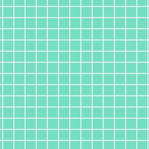 Grid Pattern - Aqua Mint and White