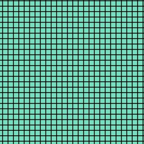 Small Grid Pattern - Aqua Mint and Black