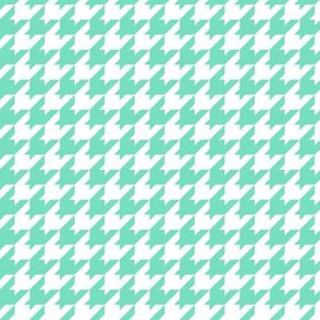 Houndstooth Pattern - Aqua Mint and White