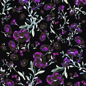  Mysterious flowers in the dark - magenta, purple, black  1