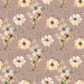 earth tone flowers on blush