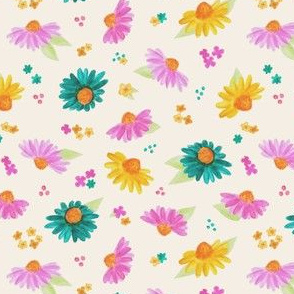 ditsy watercolor floral- bright