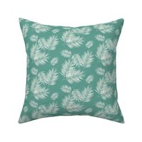 palm leaves - aqua green small scale 