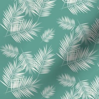 palm leaves - aqua green small scale 