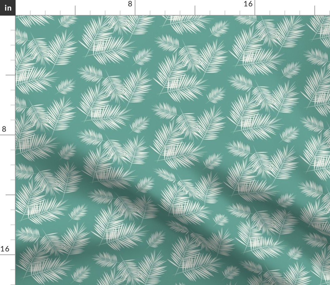 palm leaves - aqua green small scale 