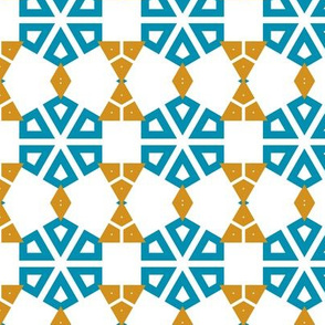 Turquoise and Gold kaleidoscope, geometric