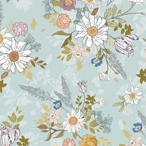 Eden Floral (duck egg blue) MED 