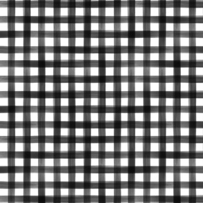 Watercolor gingham - black and white