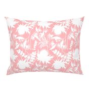 Australian Fantasy Garden - white on coral pink, medium