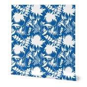 Australian Fantasy Garden - white on ocean blue, medium