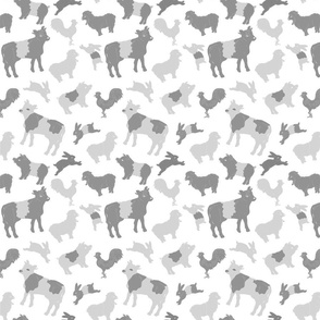 Tiny Farm Animals Gray And White