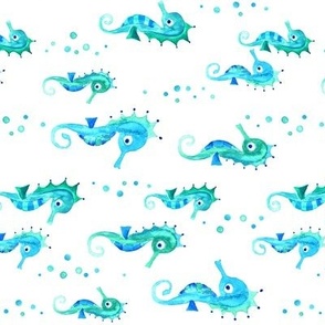 Watercolor seahorses - rotated
