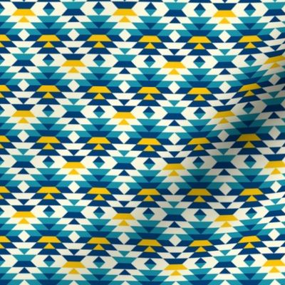 Aztec diamonds small scale teal blue yellow
