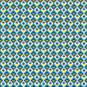 Aztec diamonds small scale teal blue yellow